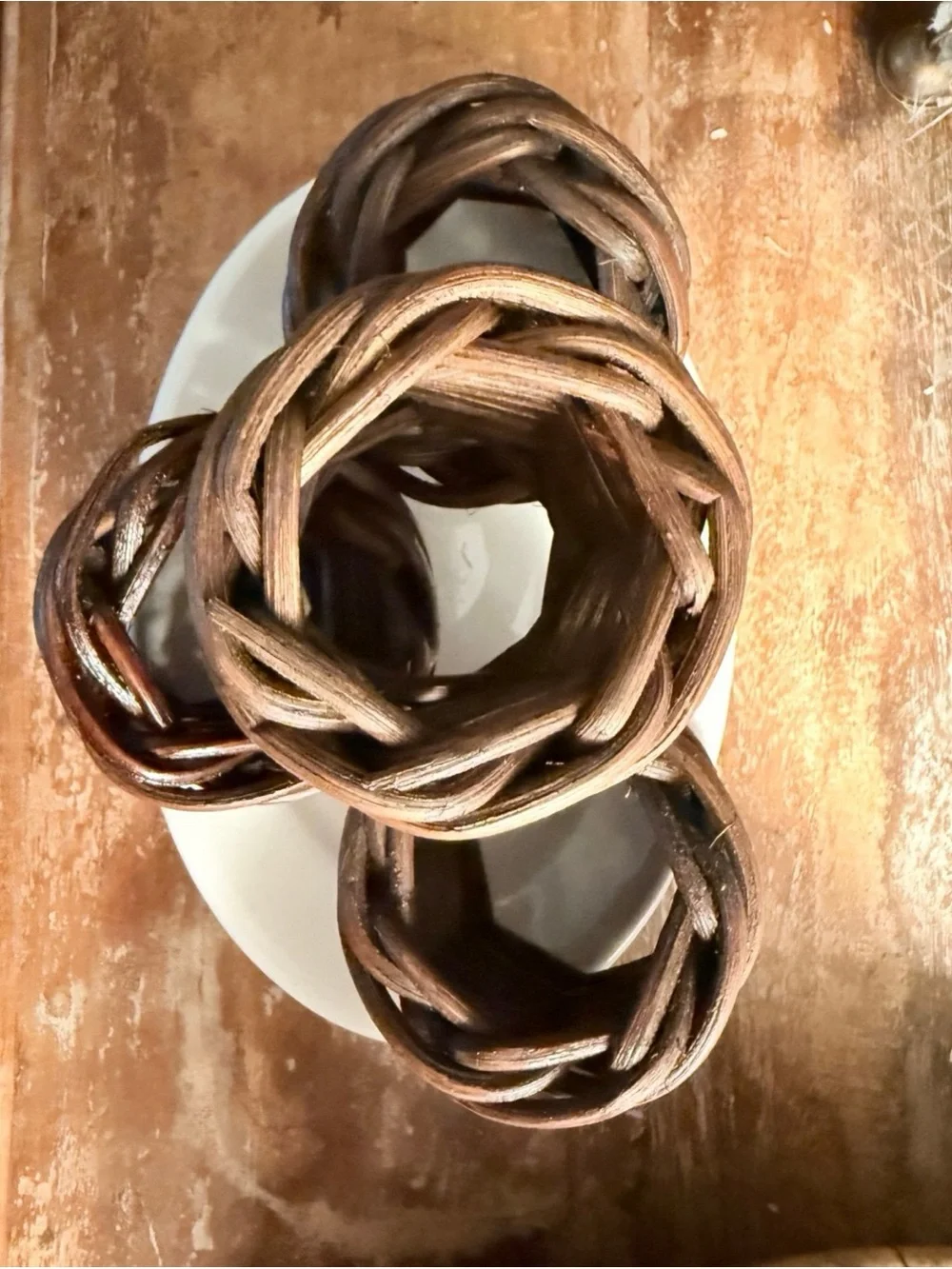 William Sonoma Dark Woven Napkin Rings, Set of 4